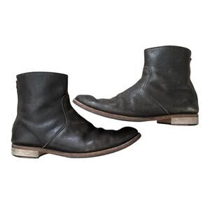 Barney's CO OP Brown Back Zip Leather Boots Size 11 Made in Italy